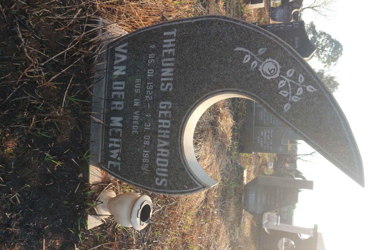 MERWE Theunis Gerhardus, van der 1922-1989