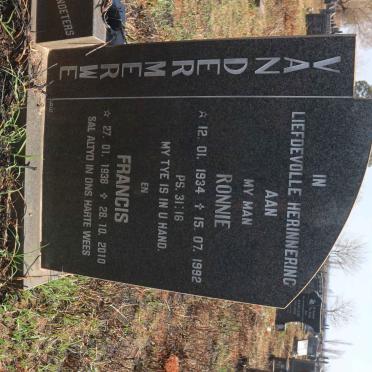 MERWE Ronnie, van der 1934-1992 &amp; Francis 1938-2010