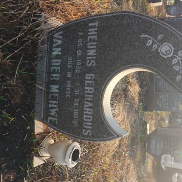 MERWE Theunis Gerhardus, van der 1922-1989