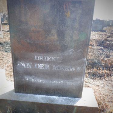 MERWE Driekie, van der 1915-1996