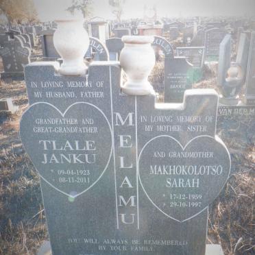 MELAMU Tlale Janku 1923-2011 &amp; Makhokolotso Sarah 1959-1997