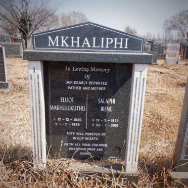 MKHALIPHI Elliot Makhulukuthu 1929-1996 &amp; Salaphi Irene 1937-2016