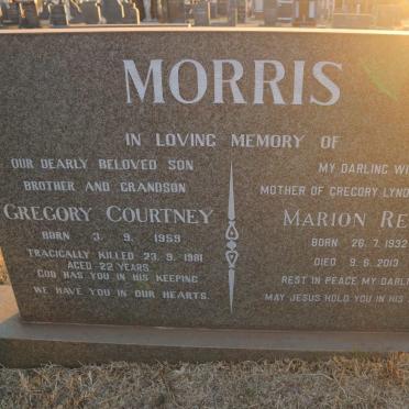 MORRIS Marion nee REID 1932-2013 :: MORRIS Gregory Courtney 1959-1981