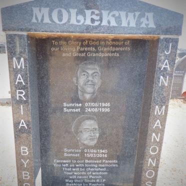 MOLEKWA Jan Manonose 1946-1996 &amp; Maria Bybs 1945-2016