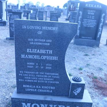 MONYELA Elizabeth Mamohlophehi 1930-2000
