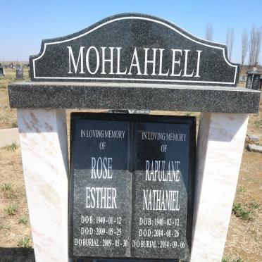 MOHLAHLELI Rapulane Nathaniel 1940-2014 &amp; Rose Esther 1940-2009