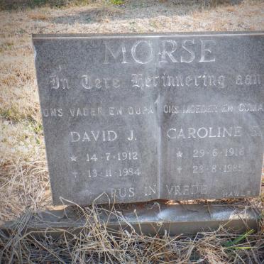 MORSE David J. 1912-1984 &amp; Caroline S. 1916-1985