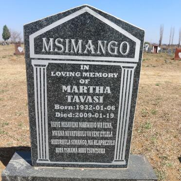 MSIMANGO Martha Tavasi 1932-2009