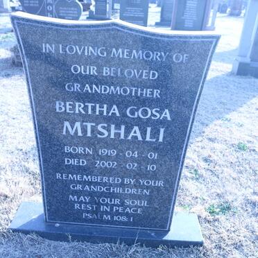 MTSHALI Bertha Gosa 1919-2002