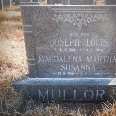 MULLOR Joseph Louis 1914-1984 &amp; Magdalena Martha Susanna 1928-1987