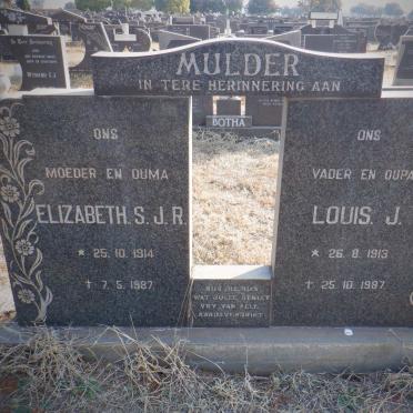 MULDER Louis J. 1913-1987 &amp; Elizabeth S.J.R. 1914-1987