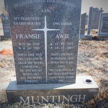 MUNTINGH Awie 1917-2007 &amp; Fransie 1930-2003
