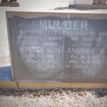 MULDER Andries H. 1896-1978 &amp; Hester M.M. 1899-1976