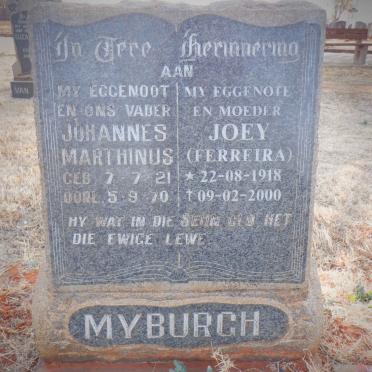 MYBURGH Johannes Marthinus 1921-1970 &amp; Joey FERREIRA 1918-2000