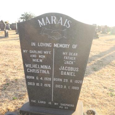 MARAIS Jacobus Daniel 1926-1989 &amp; Wilhelmina Christina 1928-1976