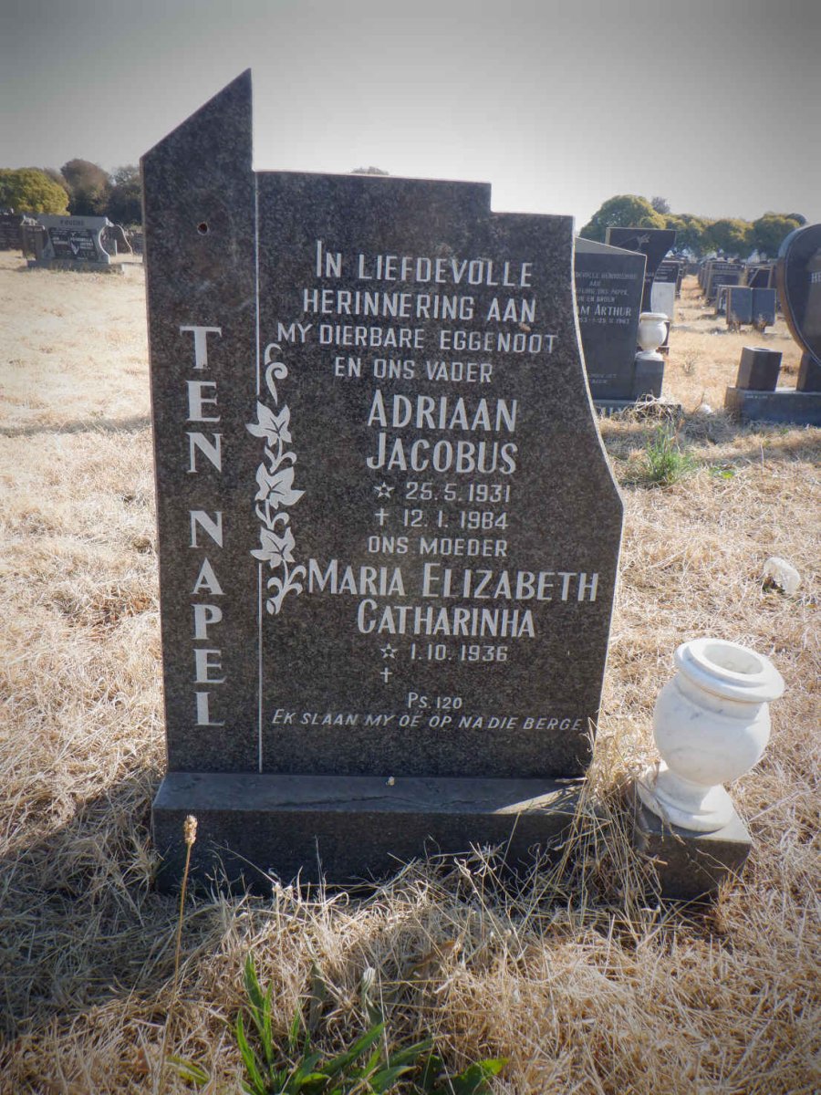 NAPEL Adriaan Jacobus, ten 1931-1984 &amp; Maria Elizabeth Catharinha 1936-