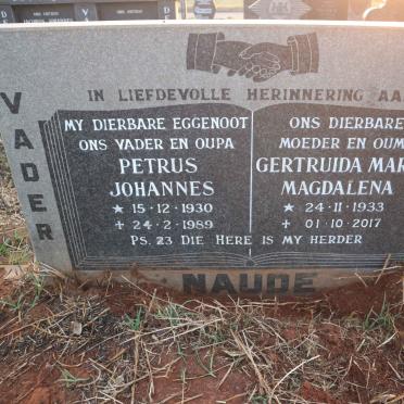 NAUDE Petrus Johannes 1930-1989 &amp; Gertruida Maria Magdalena 1933-2017