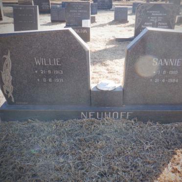 NEUHOFF Willie 1913-1971 &amp; Sannie 1910-1984