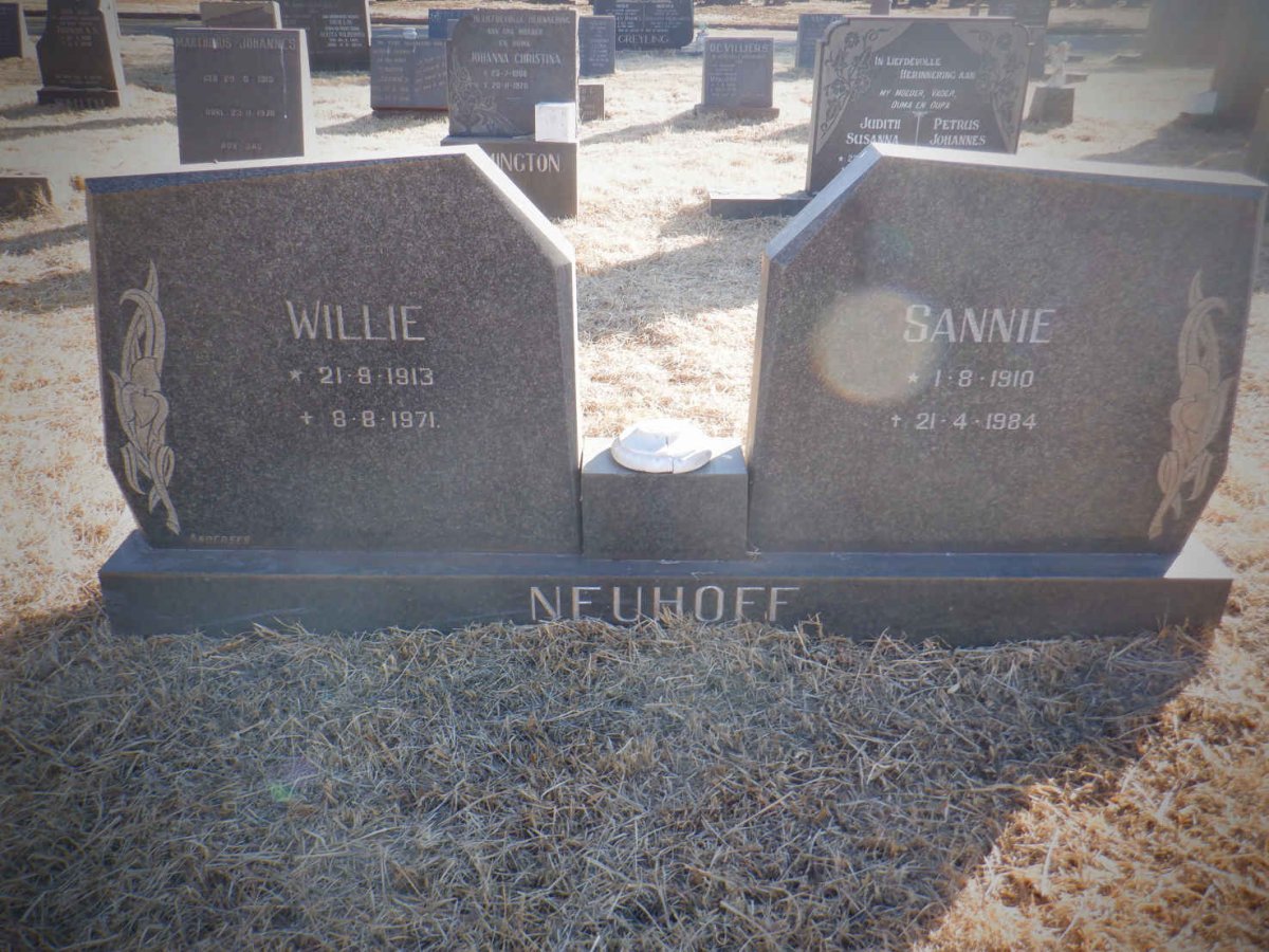 NEUHOFF Willie 1913-1971 &amp; Sannie 1910-1984