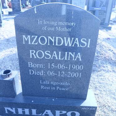 NHLAPO Mzondwasi Rosalina 1900-2001