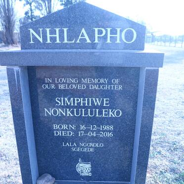 NHLAPHO Simphiwe Nonkululeko 1988-2016