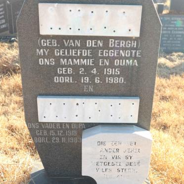 NIEKERK ?, van 1918-1983 &amp; ? VAN DEN BERGH 1915-1980