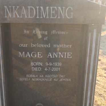 NKADIMENG Mage Annie 1939-2001