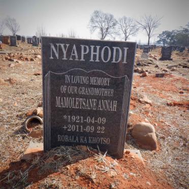 NYAPHODI Mamoletsane Annah 1921-2011
