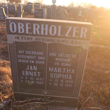 OBERHOLZER Jan Ernst 1937-1983 &amp; Martha Sophia 1938-1996