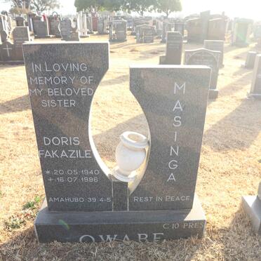 OWABE Doris Fakazile Masinga 1940-1996