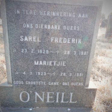 O'NEILL Sarel Frederik 1929-1981 &amp; Marietjie 1923-1981