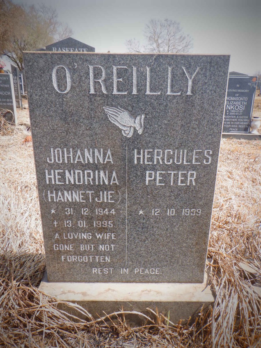 O'REILLY Hercules Peter 1939- &amp; Johanna Hendrina 1944-1995