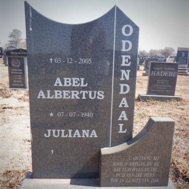 ODENDAAL Abel Albertus 1940-2005 &amp; Juliana 1940-