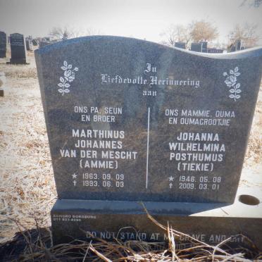 POSTHUMUS Johanna Wilhelmina 1946-2009 :: MESCHT Marthinus Johannes, van der 1963-1993
