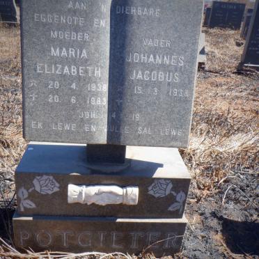POTGIETER Johannes Jacobus 1933- &amp; Maria Elizabeth 1938-1983