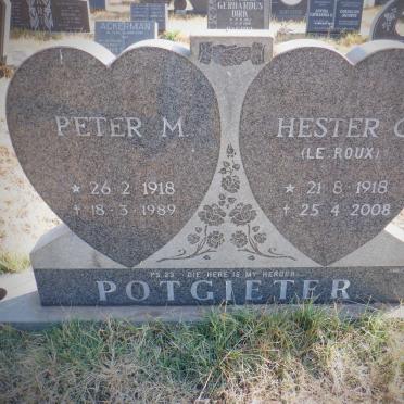 POTGIETER Peter M. 1918-1989 &amp; Hester C. LE ROUX 1918-2008