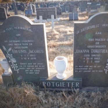 POTGIETER Theunis Jacobus 1902-1978 &amp; Johanna Dorothea M. SMITH 1903-1981