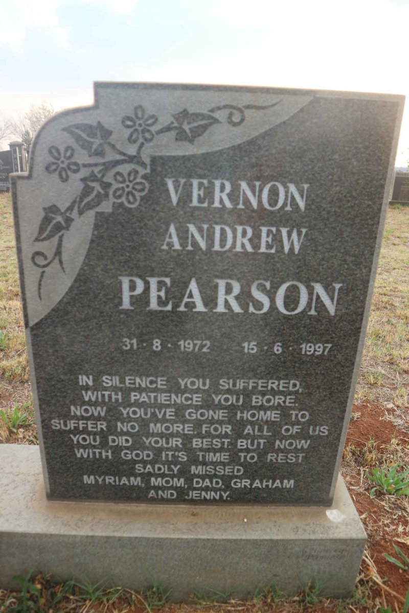 PEARSON Vernon Andrew 1972-1997 
