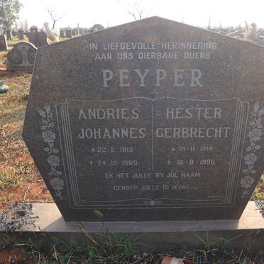 PEYPER Andries Johannes 1915-1989 &amp; Hester Gerbrecht 1914-1990