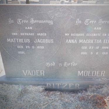 PITZER Mattheus Jacobus 1899- &amp; Anna Magrietha Elizabeth 1904-1971