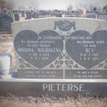 PIETERSE Ben 1912-1978 &amp; Johanna Magdalena 1913-1978