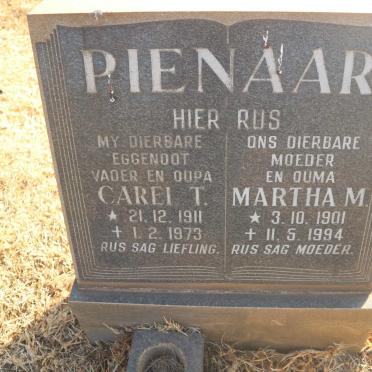 PIENAAR Carel T. 1911-1973 &amp; Martha M. 1901-1994