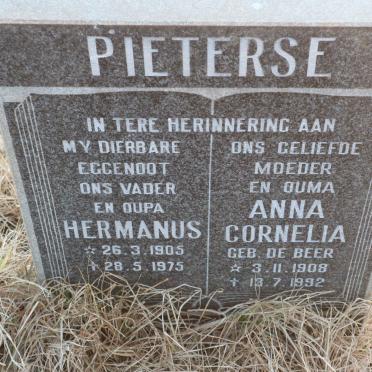 PIETERSE Hermanus 1905-1975 &amp; Anna Cornelia DE BEER 1908-1992