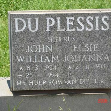 PLESSIS John William, du 1924-1994 &amp; Elsie Johanna 1933-