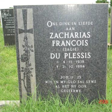PLESSIS Zacharias Francois, du 1938-1984