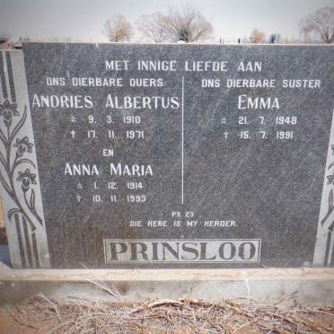 PRINSLOO Andries Albertus 1910-1971 &amp; Anna Maria 1914-1993 :: PRINSLOO Emma 1948-1991