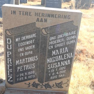 PREEZ Martinus Petrus, du 1920-1973 &amp; Maria Magdalena Susanna 1928-2012