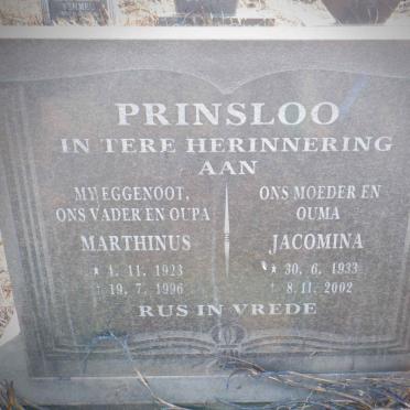 PRINSLOO Marthinus 1923-1996 &amp; Jacomina 1933-2002