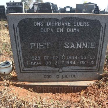 PRETORIUS Piet 1929-1994 &amp; Sannie 1938-1994