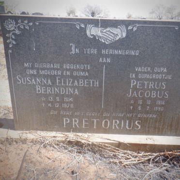 PRETORIUS Petrus Jacobus 1916-1990 &amp; Susanna Elizabeth Berindina 1914-1978